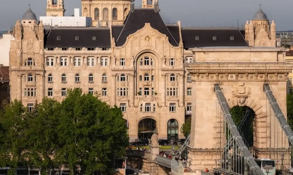 Four Seasons Hotel Gresham Palace beside the Chain Bridge, Budapest