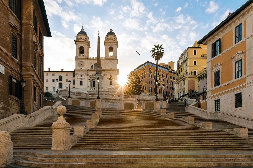 The Spanish Steps and Trinità dei Monti in Rome, beside the Hassler