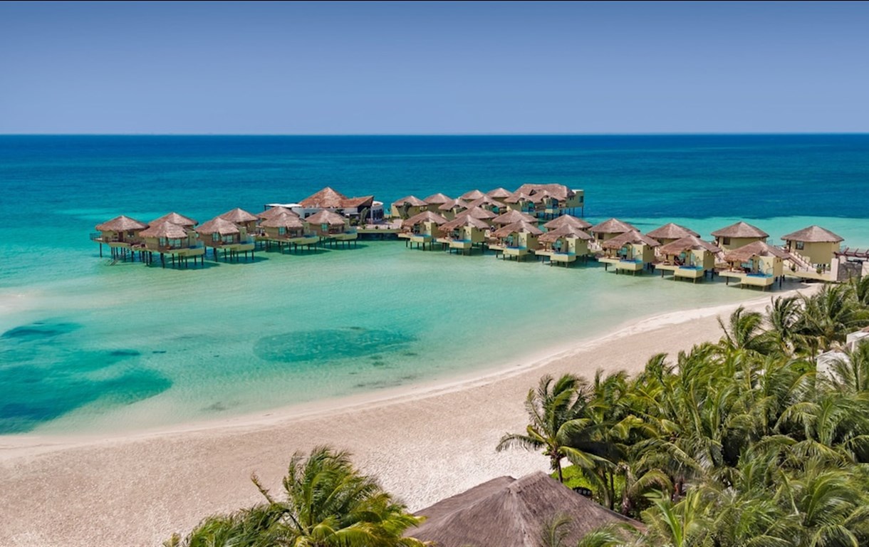 Palafitos overwater bungalows off Maroma Beach, Riviera Maya