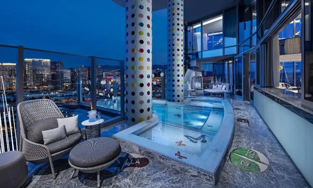 The pool terrace of the Empathy Suite at Palms Casino Resort, Las Vegas
