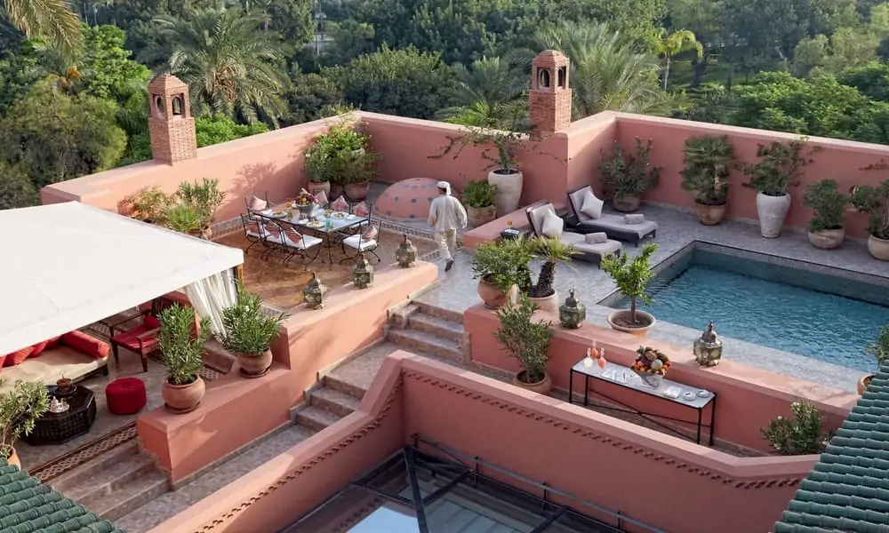 The Grand Riad's courtyard and pool at Royal Mansour Marrakech