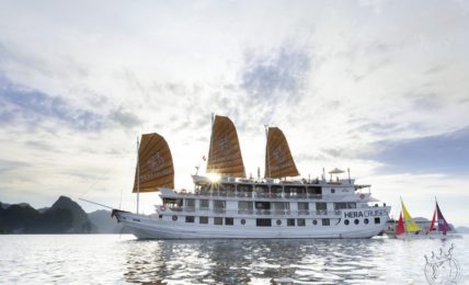 Aphrodite Cruise boat on the water in Ha Long Bay, Vietnam